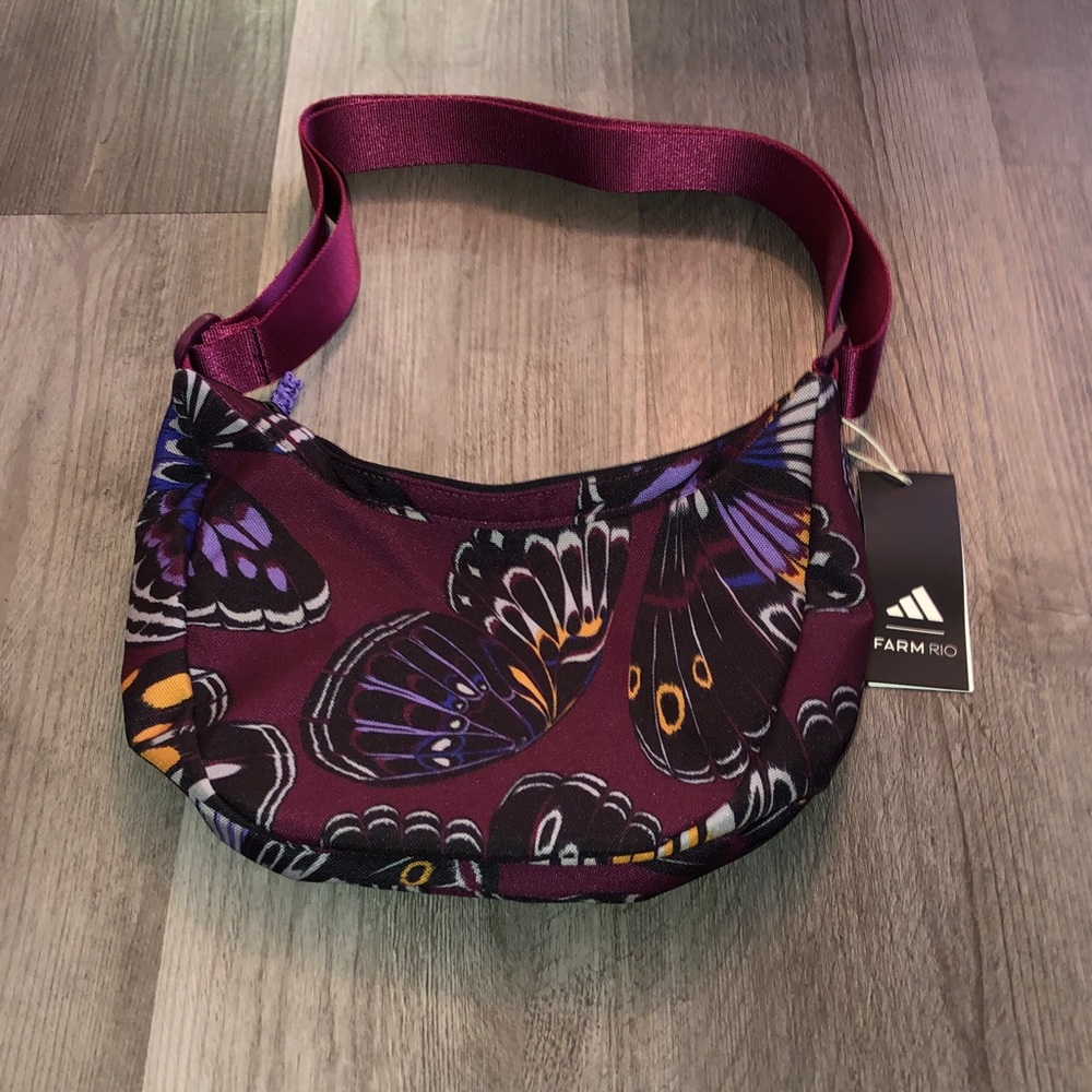 adidas x Farm Rio Sacoche Shoulder Bag Multi Color Corn Gold Butterfly Print NWT - Picture 7 of 16